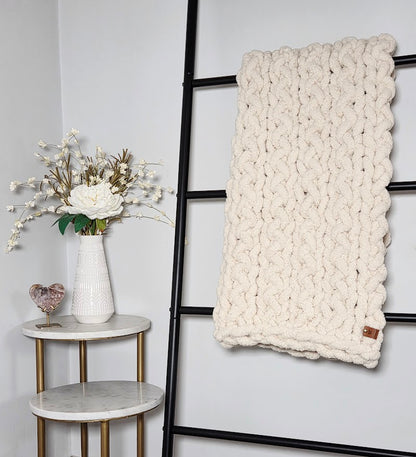 Cream/Beige Handmade Chunky Knit Baby Blanket