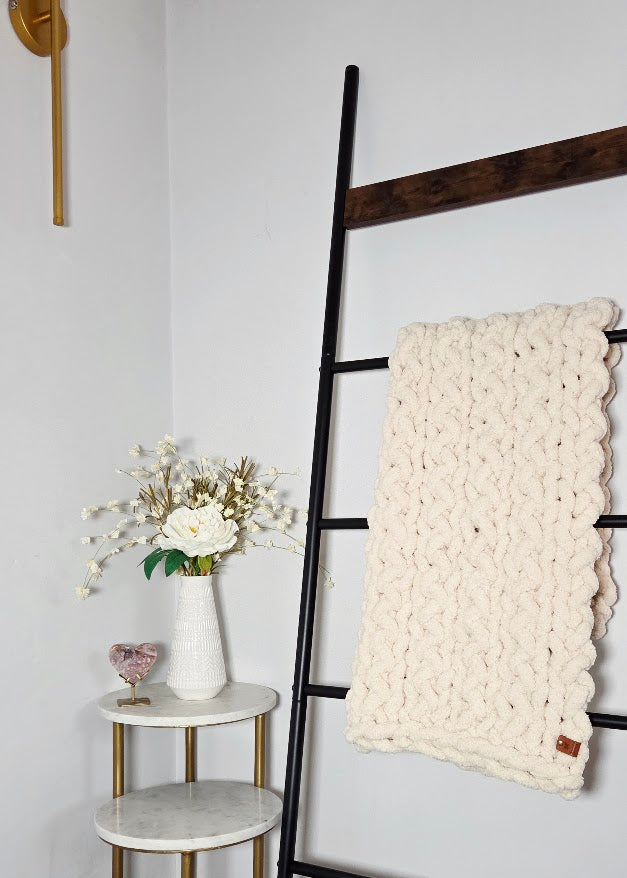 Cream/Beige Handmade Chunky Knit Baby Blanket