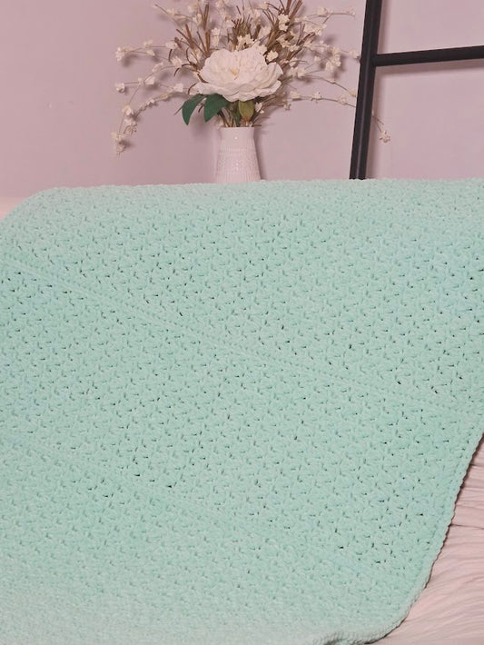 Mint Green Handmade Super Soft Chenille Crochet Baby Blanket