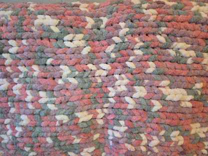 Pink & Grey Handmade Chunky Knit Baby/Toddler Blanket